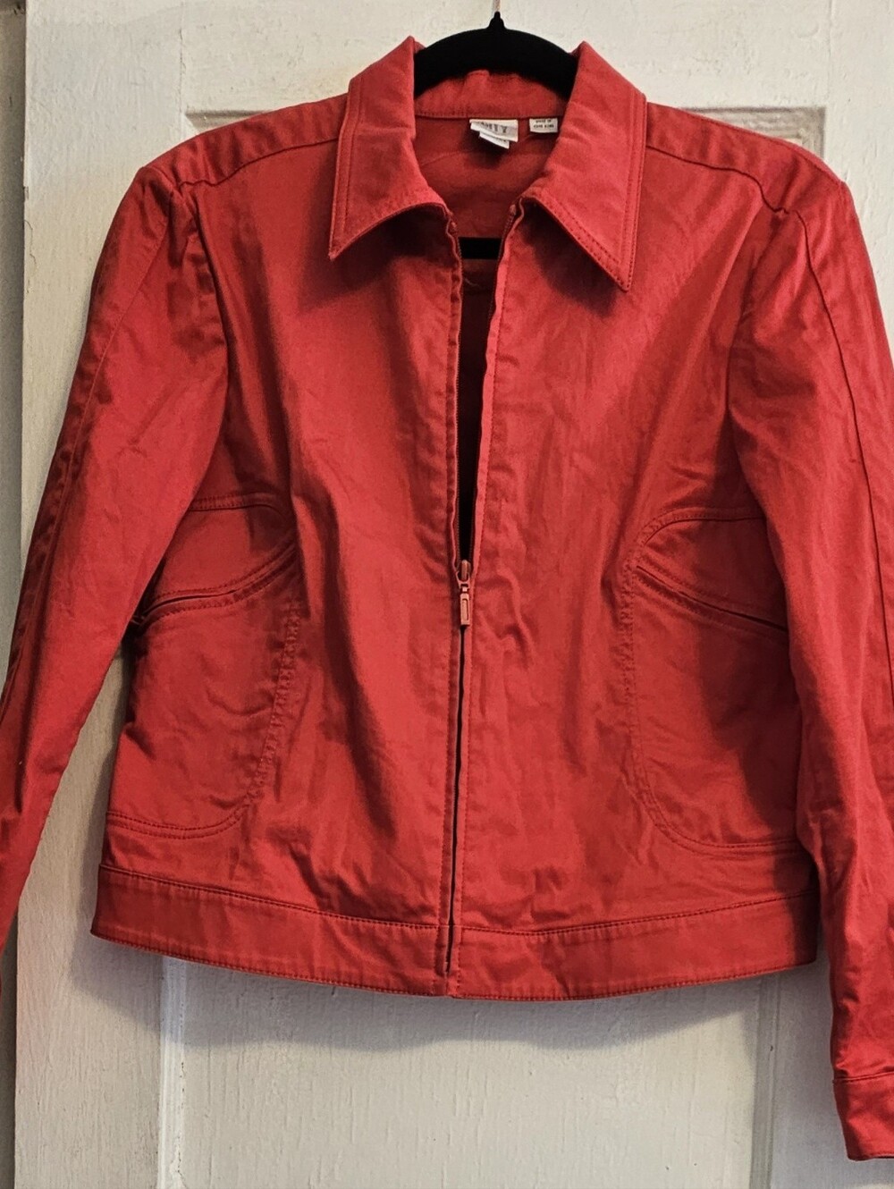 Dkny Red Zip-Front Bomber Jacket - Picture 1 of 5